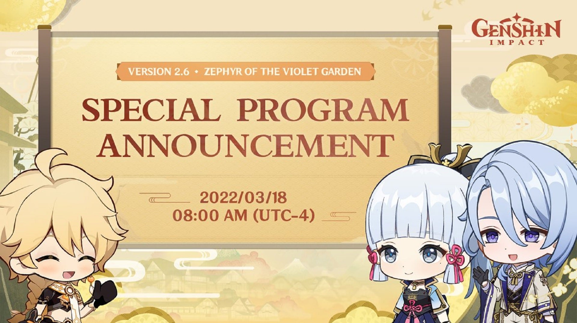 Genshin Impact 2.6 livestream start time and date